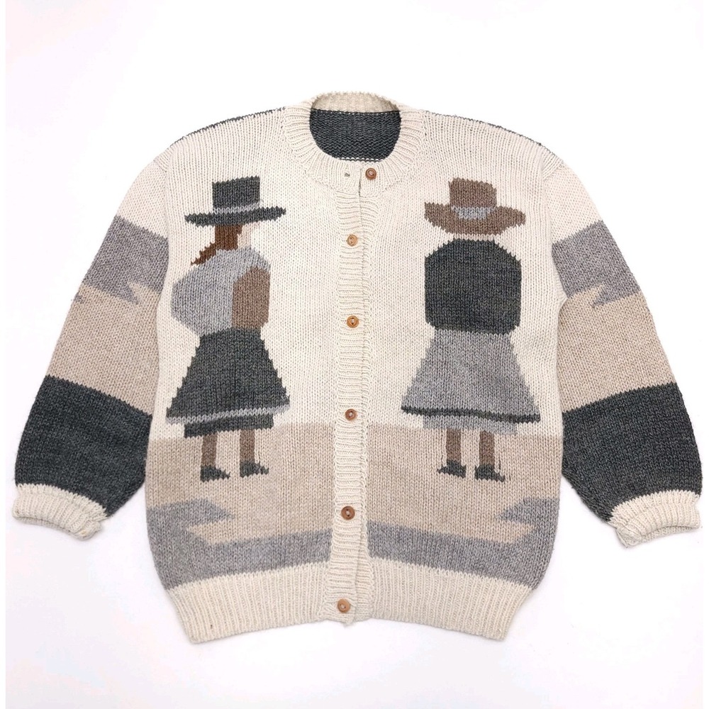Vintage Alpaca Wool Cardigan Hand Made Knit Peru‎ Connection Womens - Picture 2 of 7